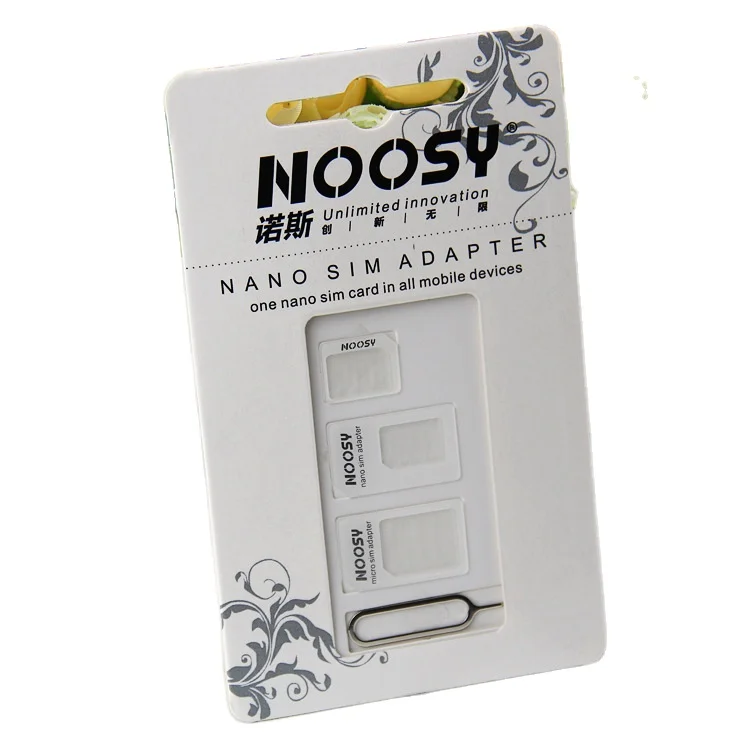 
Noosy 4 in 1 sim card adapter standard sim to nano to micro sim adapter with pin for iPhone Samsung Factory Manufacturer 