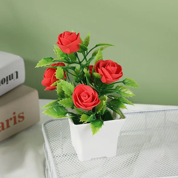 Professional Supply  Silk Rose Flowers Rose Silk Flower Bunch Bonsai Tree Real Plant