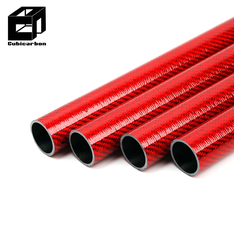 Custom Red Color Carbon Fiber Tube, Yellow/ Blue/ Silver 3K Carbon Tube High-Pressure Resistant Carbon Fiber Pole 3K Carbon Pipe