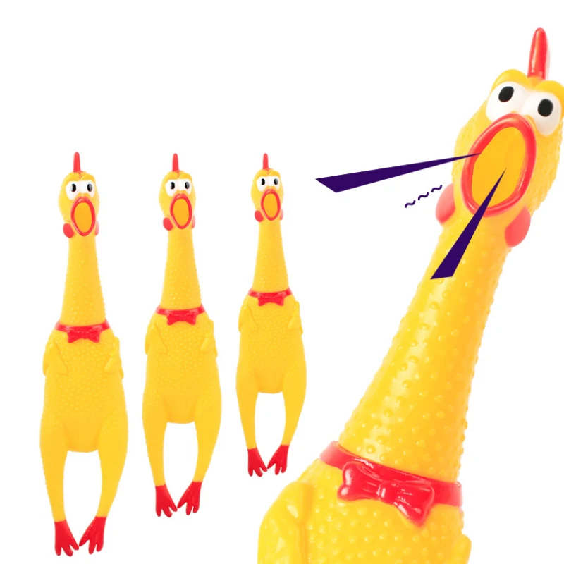 TPR Squeaky Dog Toy Bite Chew Resistant Pet Rubber Screaming Chicken Toy Durable Training Dog  Hot Selling
