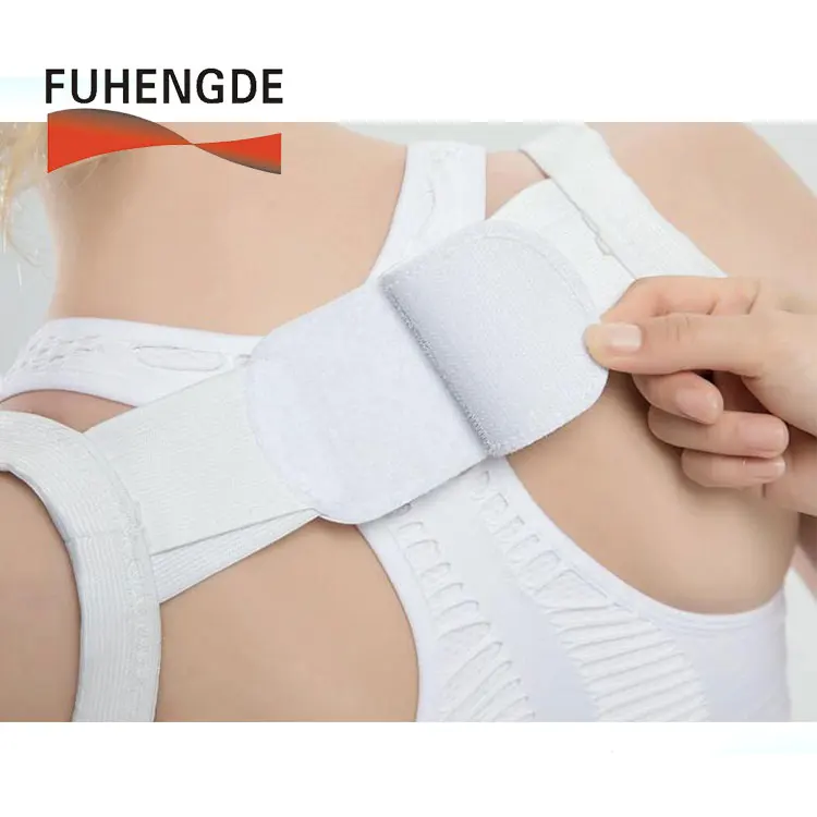 Latest Design Portable High Elasticity Posture Corrector Back Brace Strap In White Black