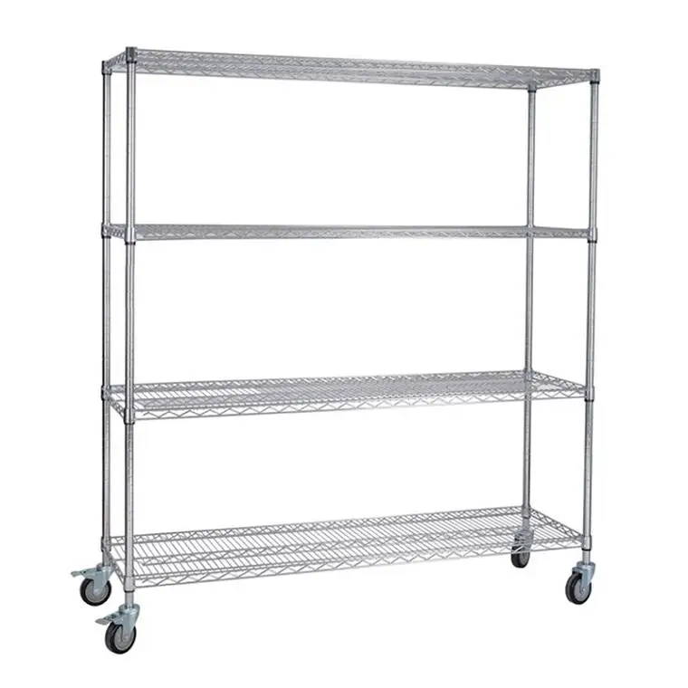 Heavy Duty 5 Tier Chrome Plating Anti-static Household Display Metal Storage Wire Shelf NSF Approval Wire Rack Shelving