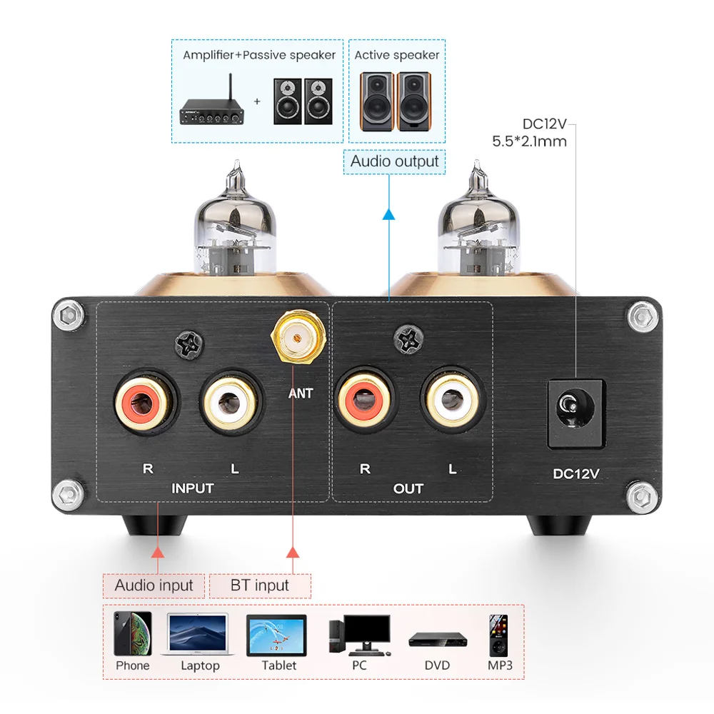 AIYIMA T6 5 0 BT 6J1 ламповый предусилитель усилитель HiFi Стерео AUX APTX с высокими басами и управлением тоном домашнего