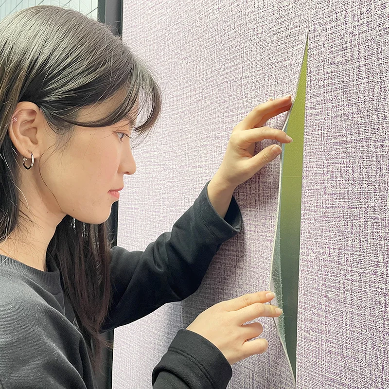 Wall Sticker Roll Waterproof Easy to Install 3D Linen Textured Peel and Stick Wallpaper