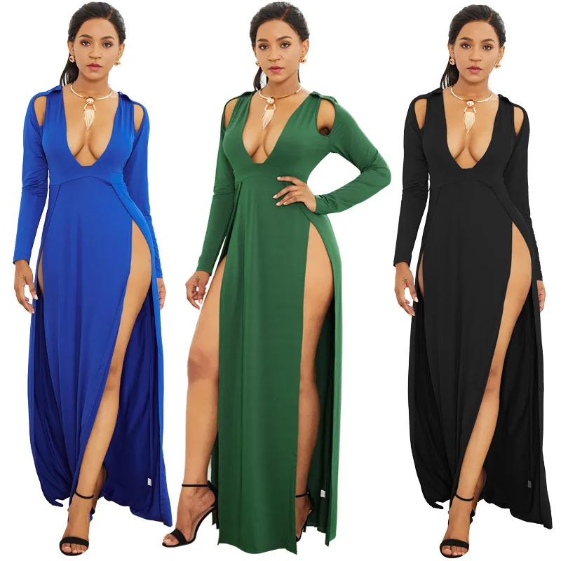 
Elegant evening gown sexy off-shoulder deep V slit long dress evening gowns for women dress long 