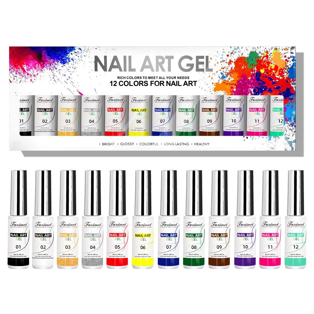 12 Color Optional Phototherapy Gel Set Nail Color Drawing Line Nail Polish High Density Flower Solid Color Line Gel Nail Polish