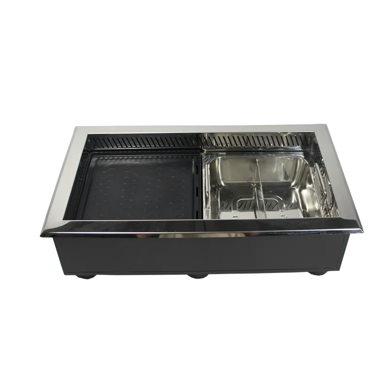 Zhuoyue D340A Smokeless Electric BBQ grill and Stainless steel Hot Pot 2 in 1 Stove Restaurant Commercial Equipment