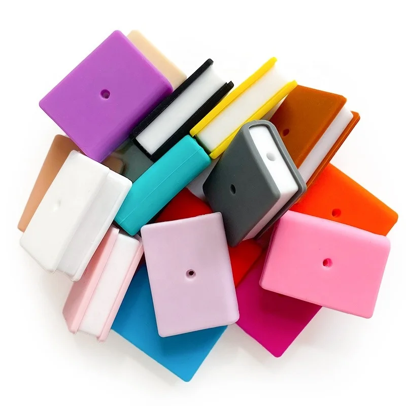 New Design Stacked Books Silicone Focal Beads For Pen Making Baby Chew Loose Silicone Charms Beads DIY Necklace Beads