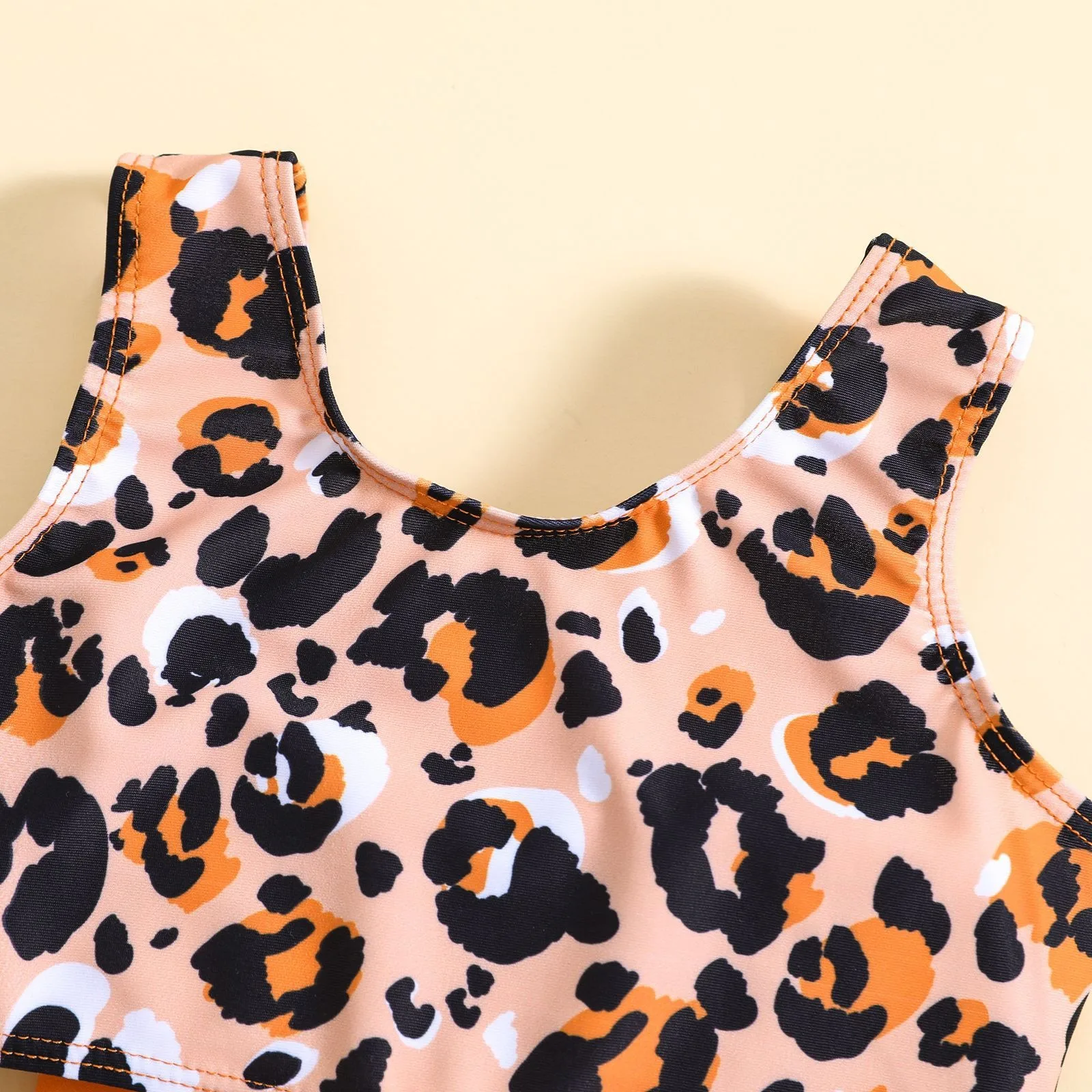 Famicheer Custom Baby Kids Girls Swimsuit Personalised Baby Swimwear Toddler Girls Swimwear Children Opp Bag Leopard Bikini Kids