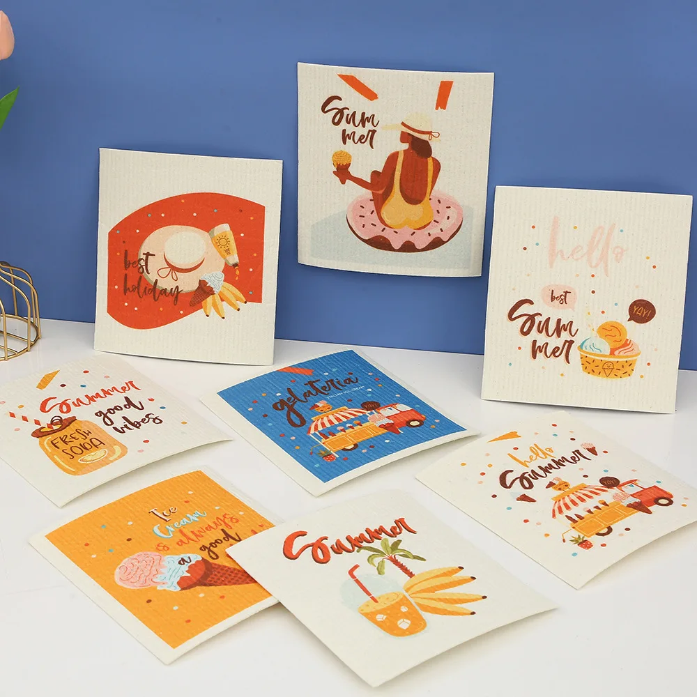 Absorbent Kitchen Dishcloth Reusable Ecofriendly Paper Towel Ins Cellulose Sponge Cleaning Cloth Sustainable Kitchen Rag 100pcs