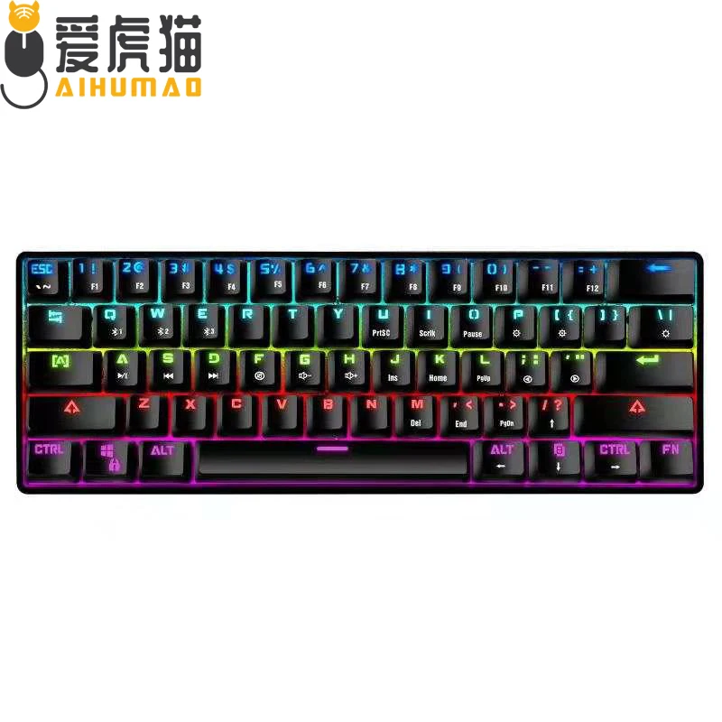 60% Компактная Беспроводная/Проводная Механическая клавиатура RGB игровая с 61
