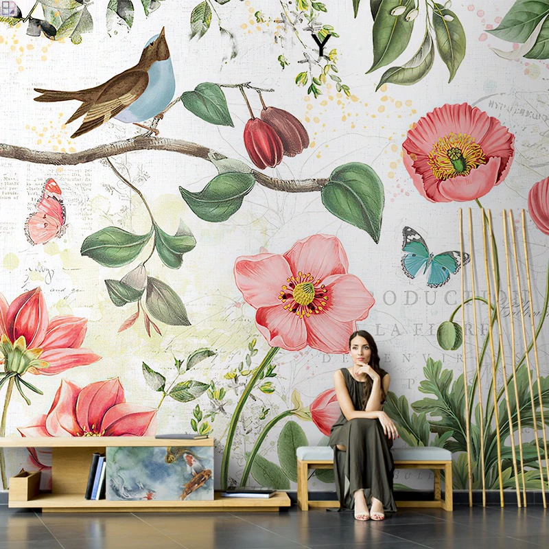 Customized No seam Wall art 3D Mural wallpaper floral selva Wall Mural for hotel project