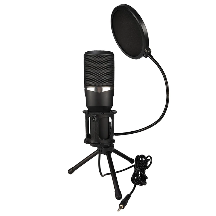 Micro For Youtube Set Studio Voice Record with Mic Stand Pop Filter Professional 3.5mm Jack Input Plug and Play
