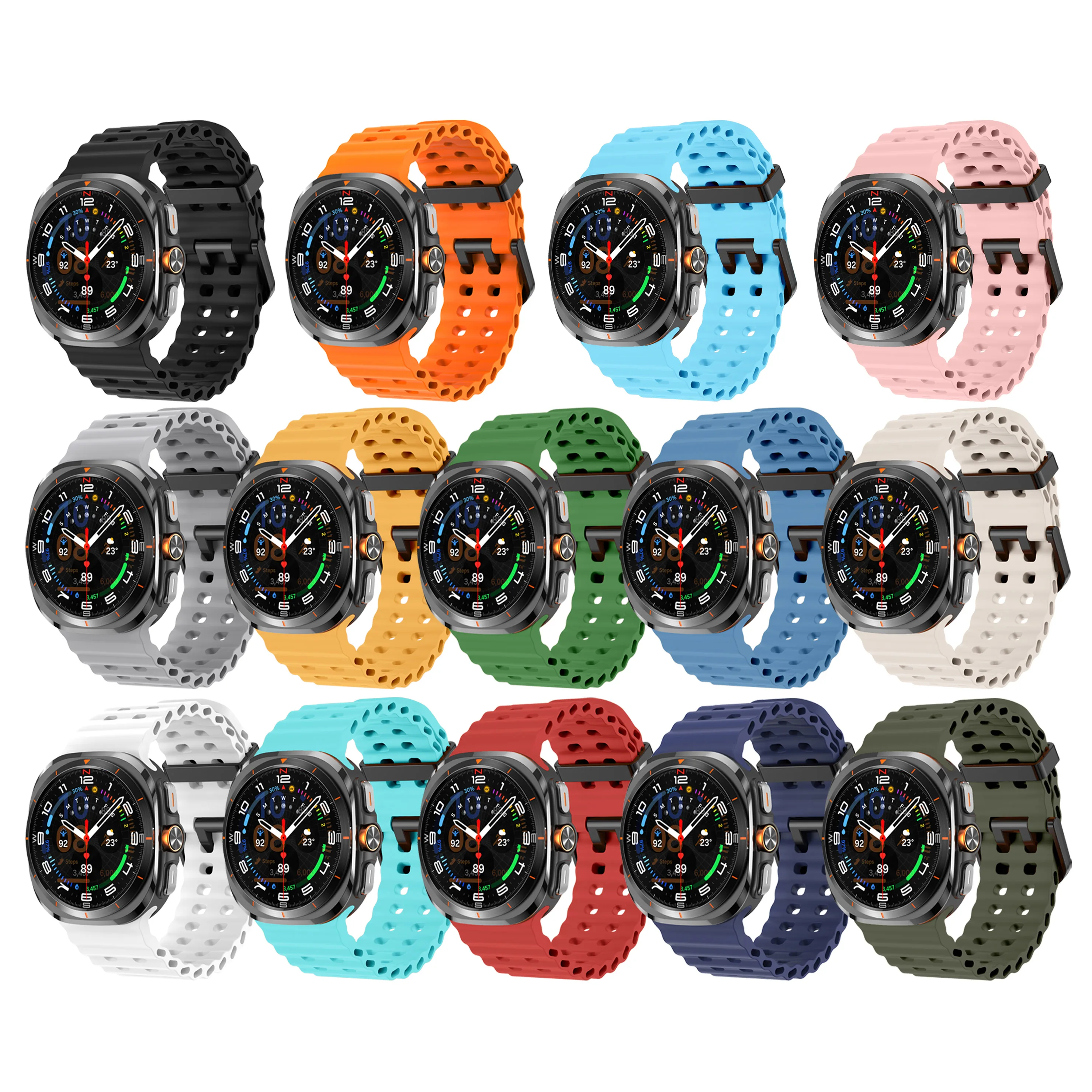 Tschick Silicone Marine Band For Samsung Galaxy Watch Ultra 47mm Strap Sport band Accessories Bracelet Galaxy Watch 7 Strap 47mm