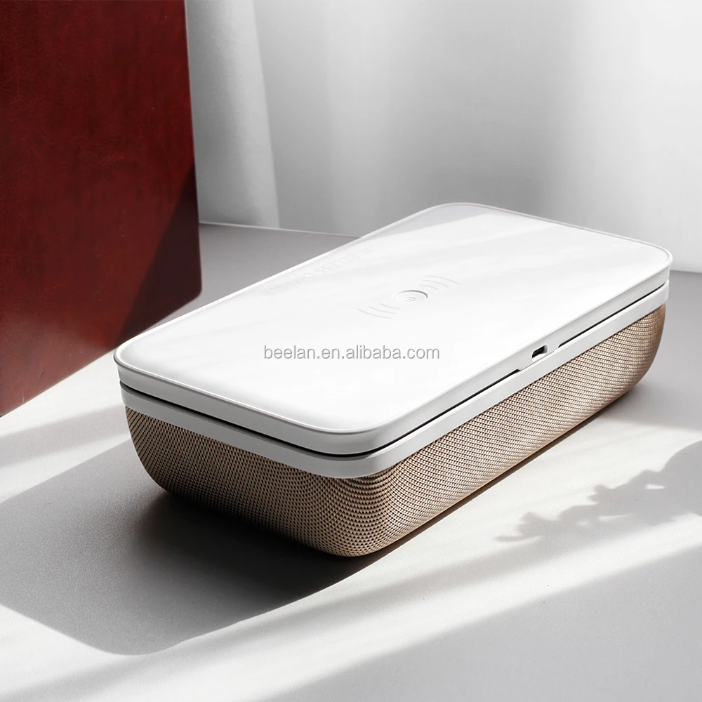 Stock Golden Large Home Portable UVA UVC Light Ultraviolet Detachable Mobile Phone Wireless Charger Sanitizing UV Sterilizer Box
