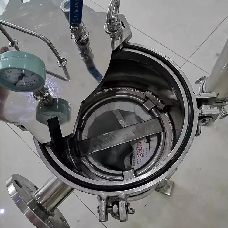 Stainless steel polished big flow easy cleaning movable type bag filter housing for wine alcohol