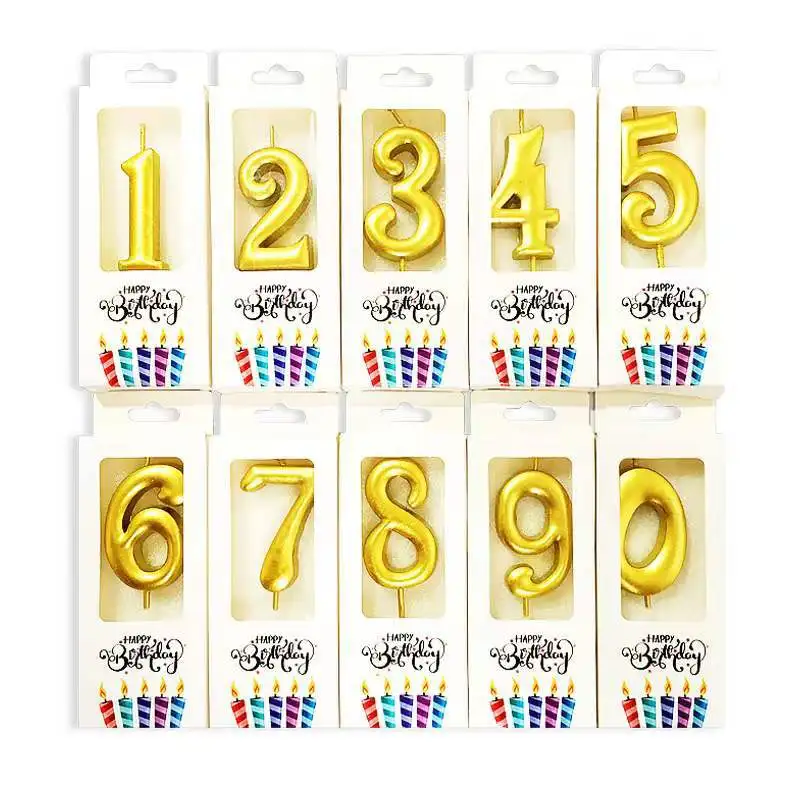 GoldPlated Digital Birthday Candles Cake Baking Candles Birthday Decorations Party Supplies