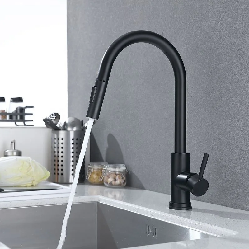Gold Black Pull Out Water Tap 2 Functions Sprayer Touch Sensor Kitchen Faucet Stainless Steel Ceramic Hotel Modern Contemporary