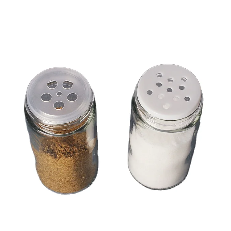 Round glass spice bottle 80ml seasoning glass spice jar with plastic lid