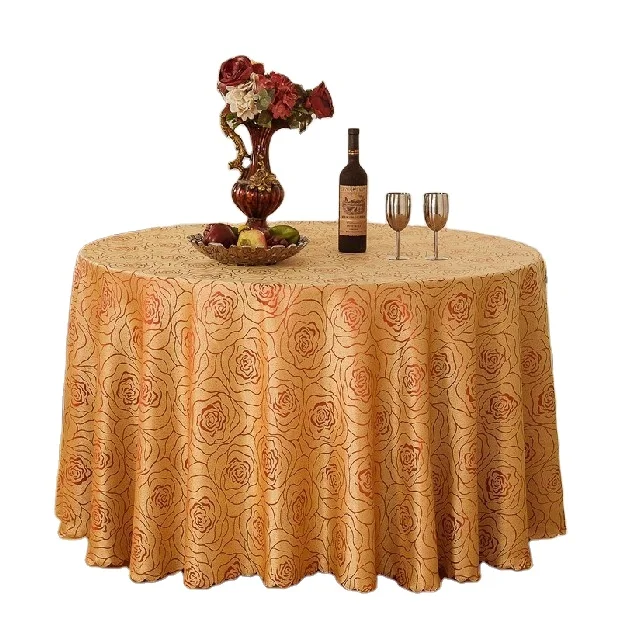 100% Polyester banquet Luxury jacquard tablecloth Factory Wedding Party Used Wholesale Table Linen 132 inch Round Size