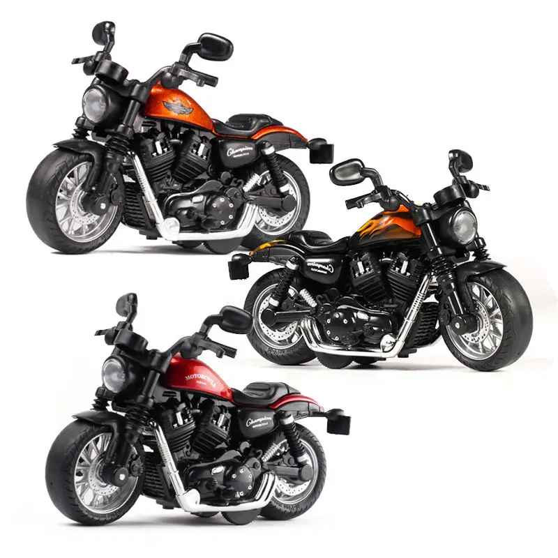 1:12 Die-cast motorcycle Harley Kawasaki kids electric pull back toy metal alloy motorcycle with light and music