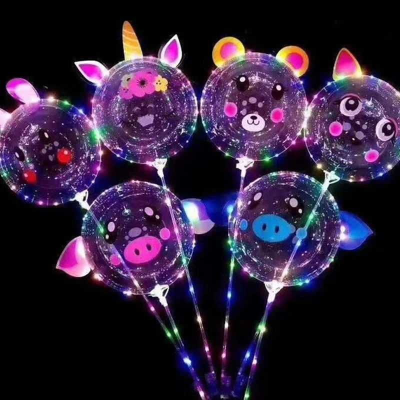 RUI YI Factory Wholesale 20 inch Unicorn Stickers Led Ballons Lighting Led Balloon Light Bobo Balloons