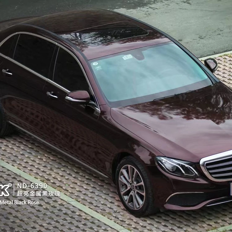 Car Vinyl Wrap for Sale PET Ultra Gloss Metal Black Rose Self Adhesive Vinyl Car Stickers Auto Wrap Vinyl Film Super Stretch