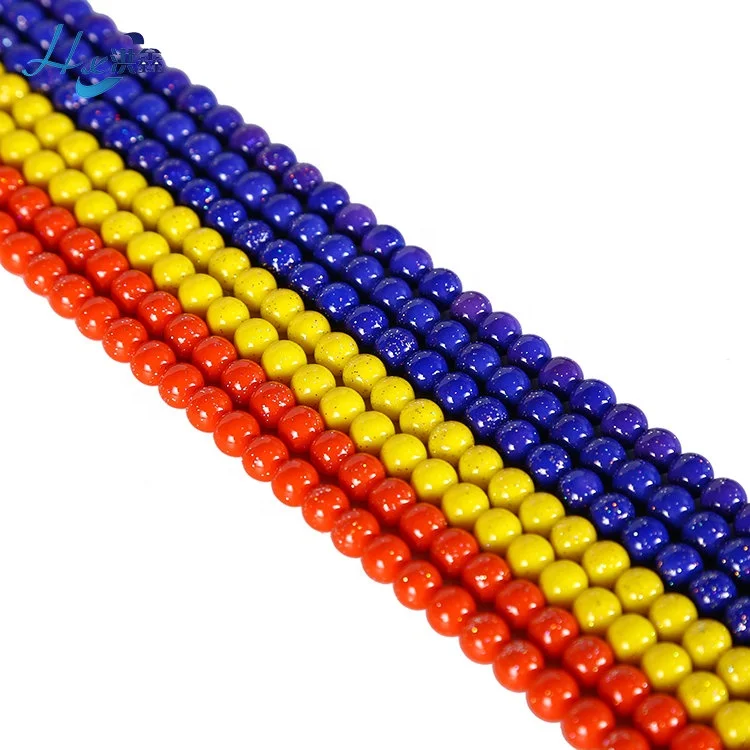  3-20mm Wholesale price glass solid colors round loose beads good hole treatment diy decoration