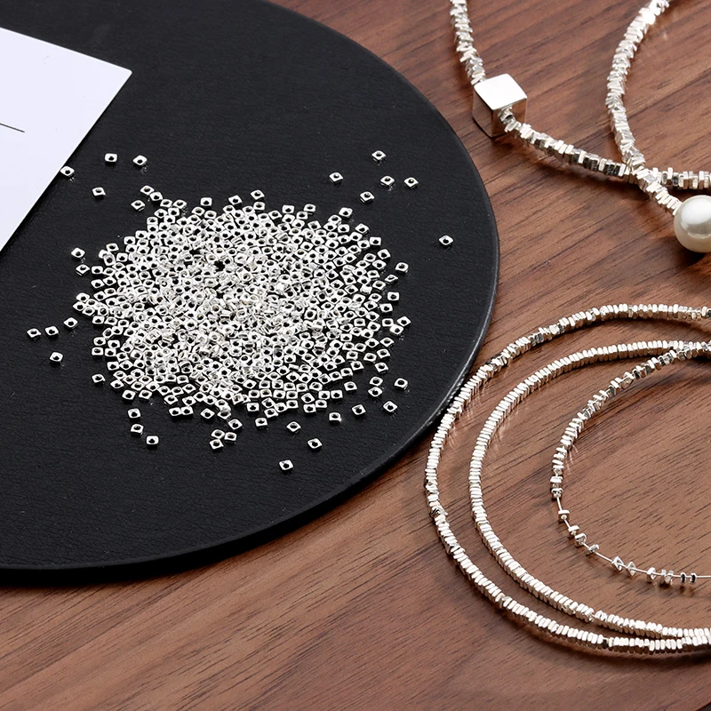 Wholesale 925 Sterling Silver spacers Accessories DIY Square triangle shaped Silver scrap For Jewelry Making Supplies