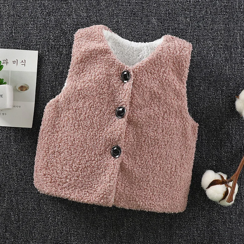 
QC-MJ-015 Autumn and winter lamb wool plus velvet vest baby outing warm baby winter vest 