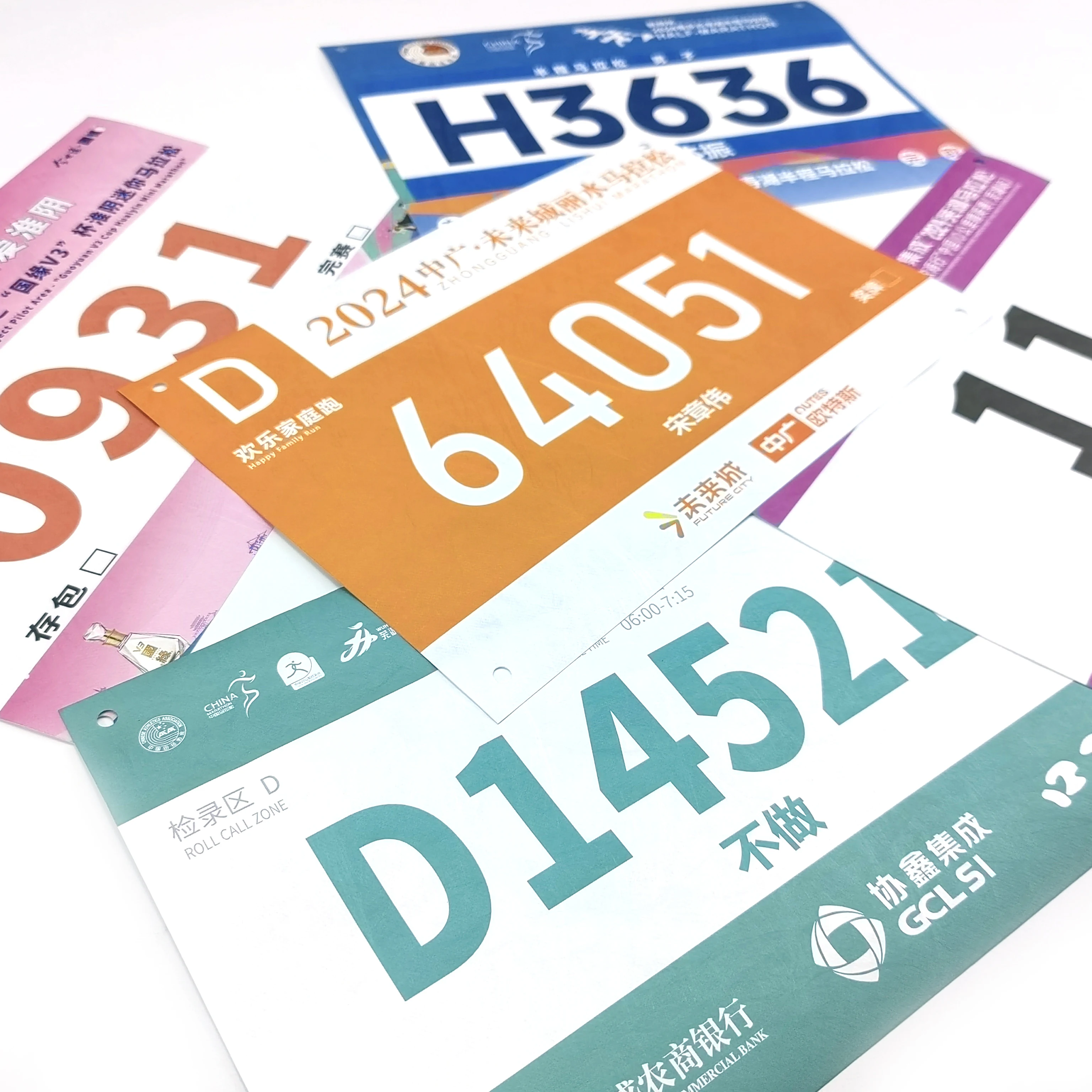 2024 News Wholesale Customizable Multicolor Tear-Resistant Race Number Bibs