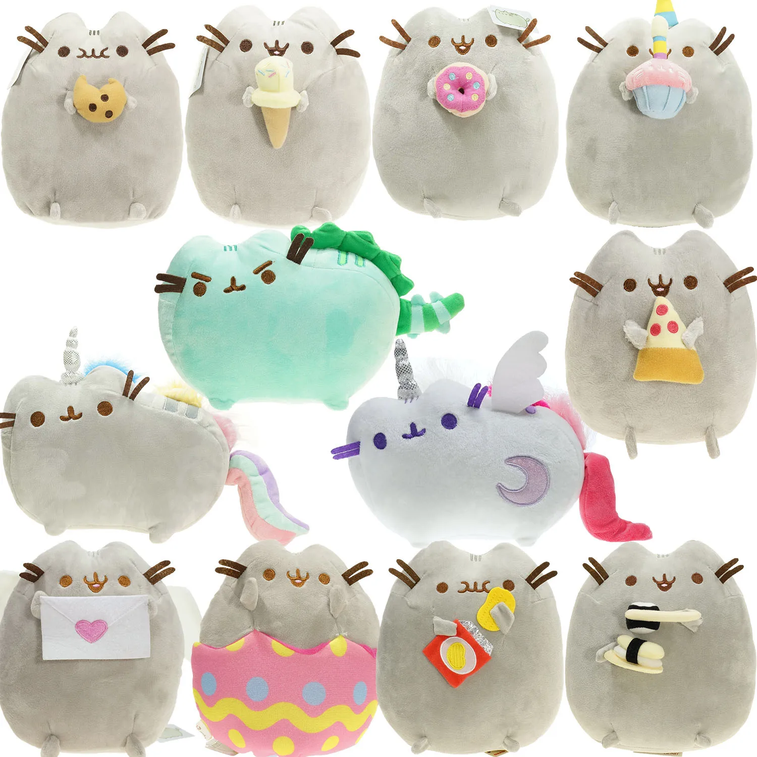 Kawaii Donuts Cat Plush Toys Sushi Cat Cookie Icecream Rainbow Cake Style Plush Soft Stuffed Animals Doll Toys for Children