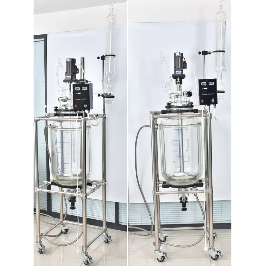 Glass Kettle Agitator Stirrer Lab Crystallizer Chemical Reactor for Industry Mixing Crystallization cum Distillation Unit