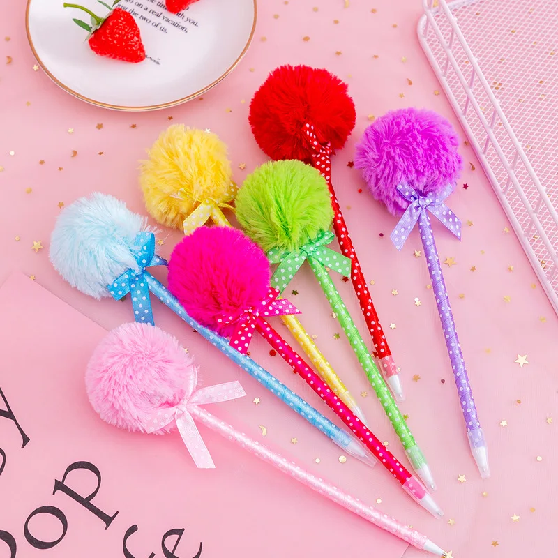 Красочная пушистая шариковая ручка милая Шариковая для волос творческая школьная Ручка с