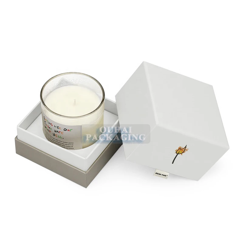 Luxury Candle Jars Package Top Lid and Base Paper Boxes One-Stop Custom Cardboard Packaging with Sponge Insert