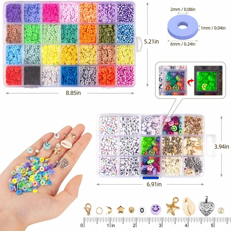 6 Mm Flat Round Polymer Clay Beads Jewelry Making For Jewelry Making Bracelets Heishi Clay Beads Kit