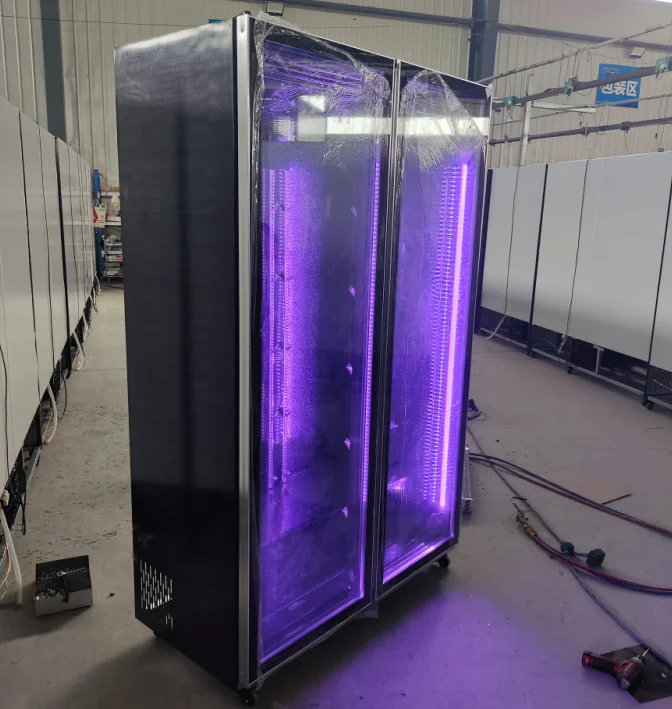 drink chiller refrigerator aluminum frame glass door fridge supermarket store beverage drink showcase display cooler freezer