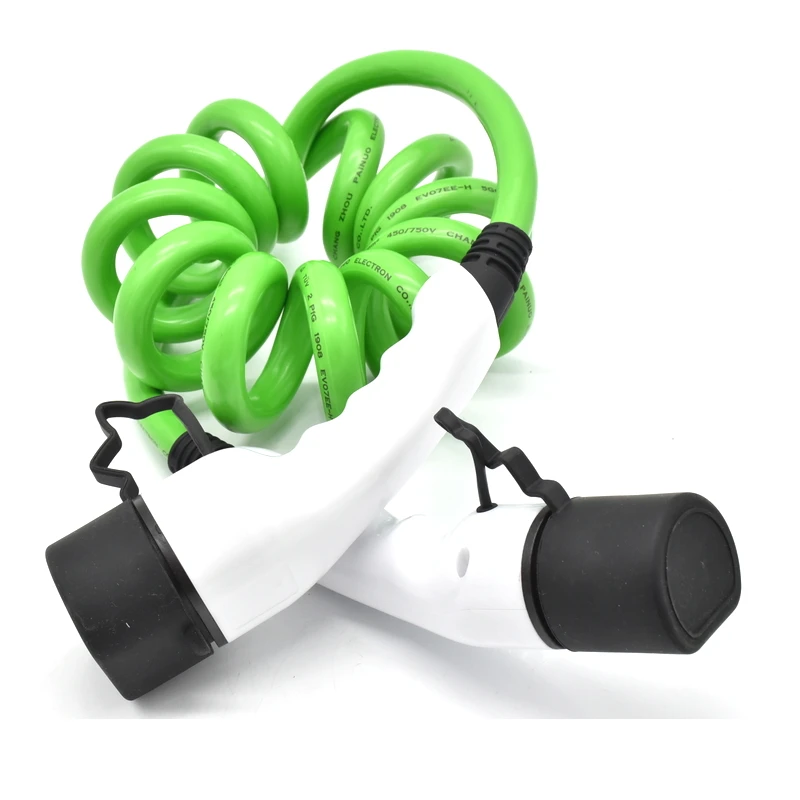 High cost performance 5M spiral ev car connector 62196 IEC mode 3 charging cable