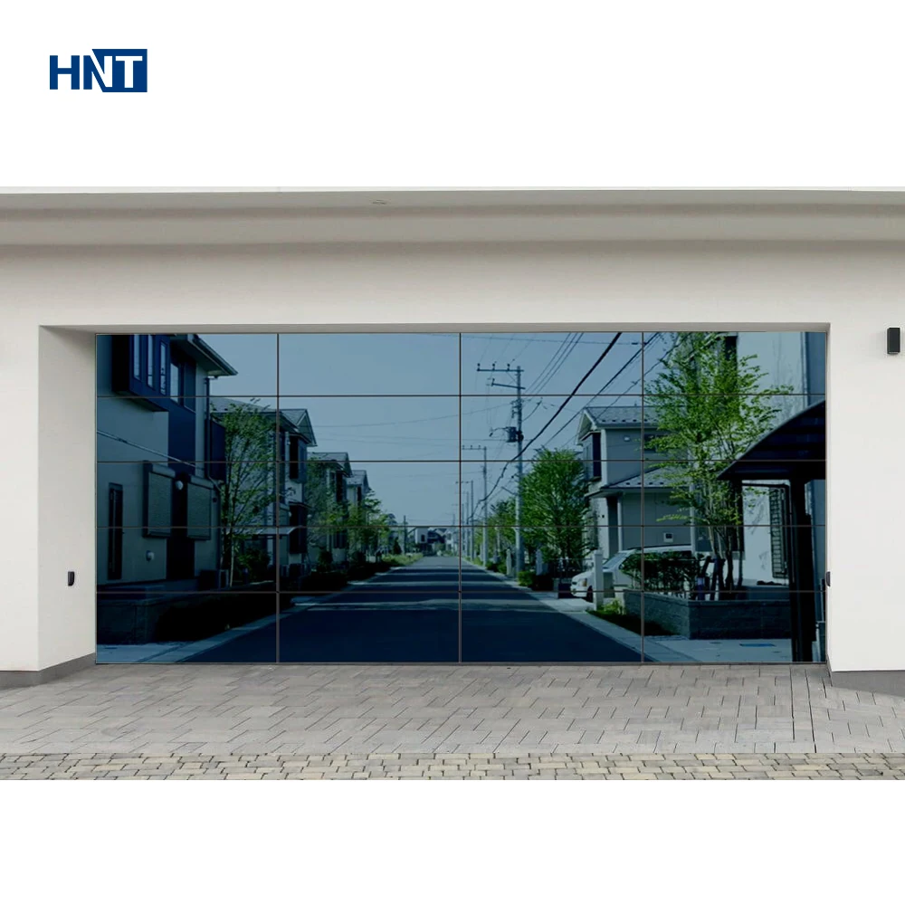 HNT Safety Motorized Overhead House Sectional Garage Door Smart Commercial Double Tempered Glass Horizontal Folding Garage Door
