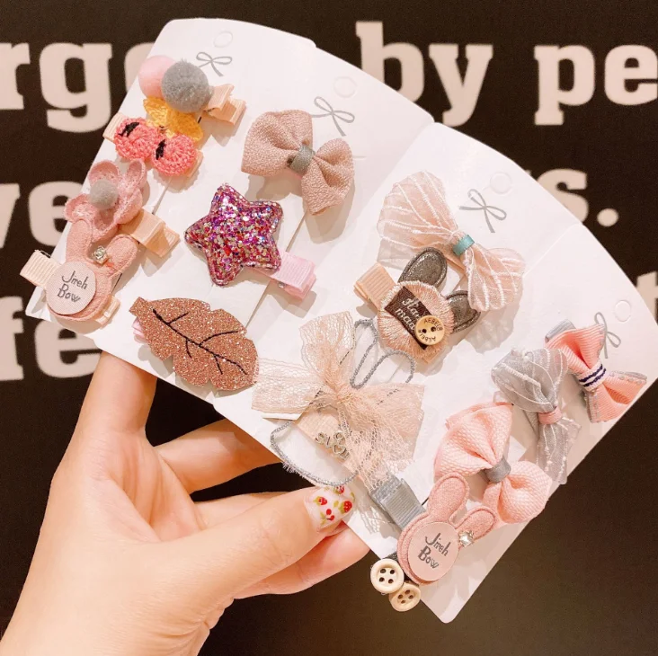 Baby Bangs Clip Girls Hairpin Headdress Pink Set Kids Hair Accessories