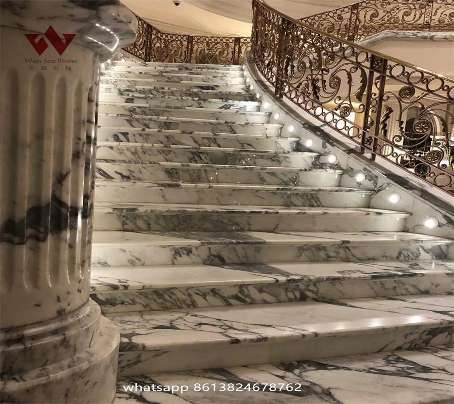 European Design Interior Marble Carved Stair Treads And Risers Italy white marble decorative stair stairs
