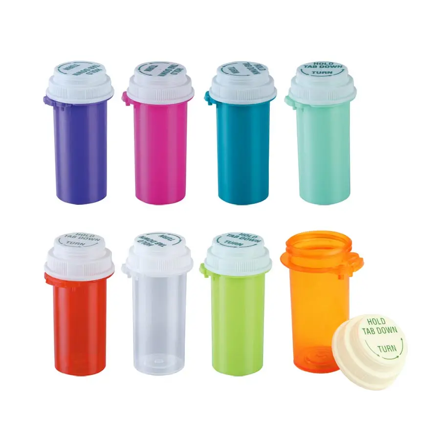 6DR 8DR 10DR 13DR 16DR 20DR 30DR 40DR 60DR Convertible Empty Plastic Vials with  Child Resistant Screw Cap