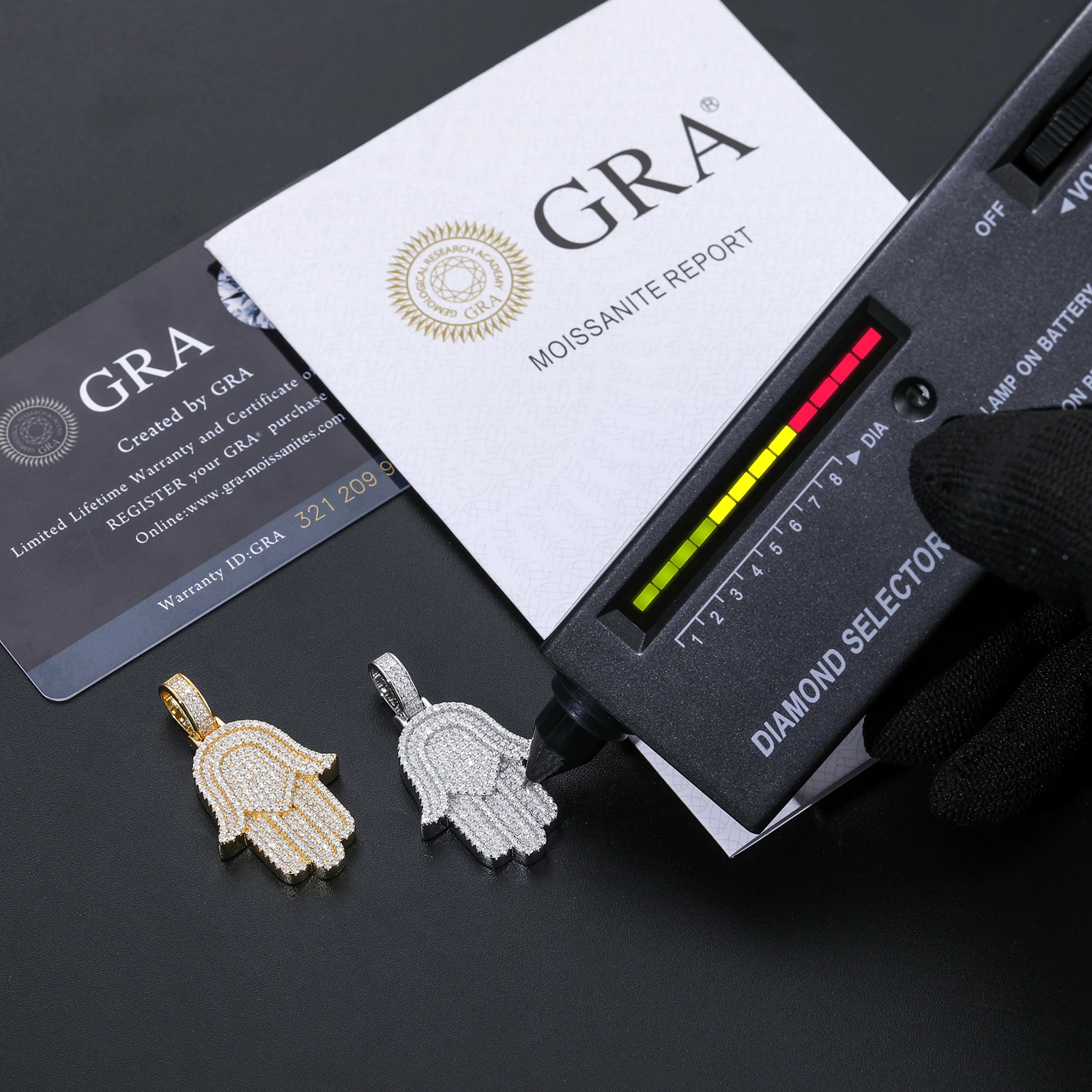 Wholesale Hip Hop Jewelry Gift Rappers 925 Sterling Silver Micro Paved VVS Moissanite Diamond Iced Out Hamsa Hand Pendant