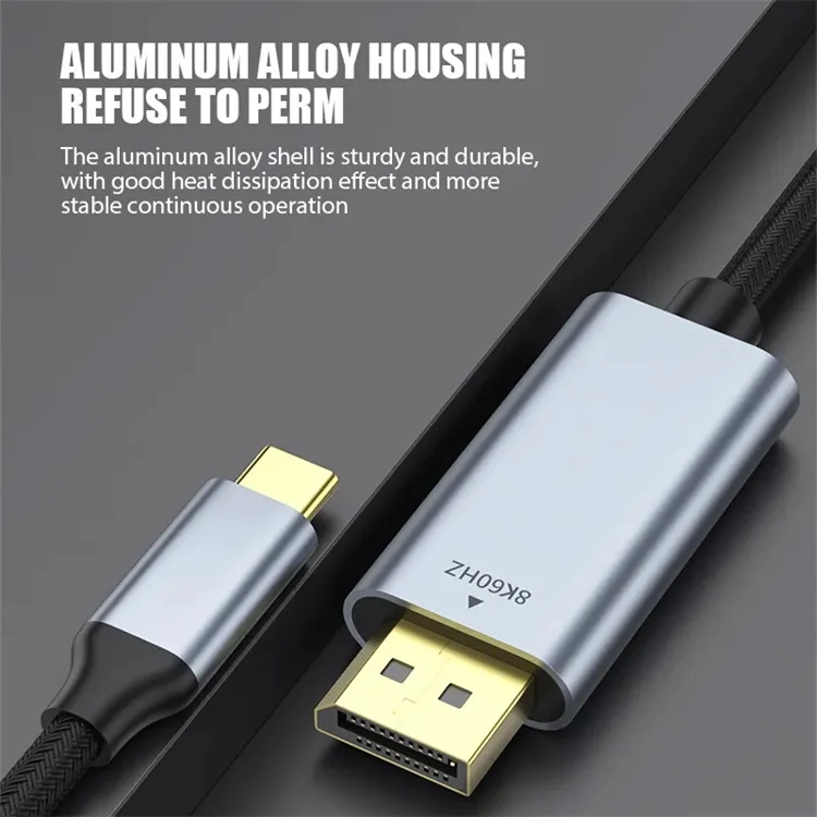 Usb C To Displayport Cable 8K Type C To DP 1.4 Cable 8K 60Hz 4K 144Hz Thunderbolt3/4 Adapter for Macbook Pro Samsung Huawei