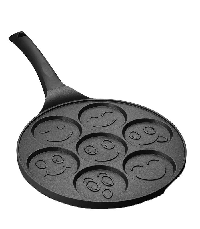 Die cast Aluminum Nonstick 7 hole baking egg pan smile Face Pancake