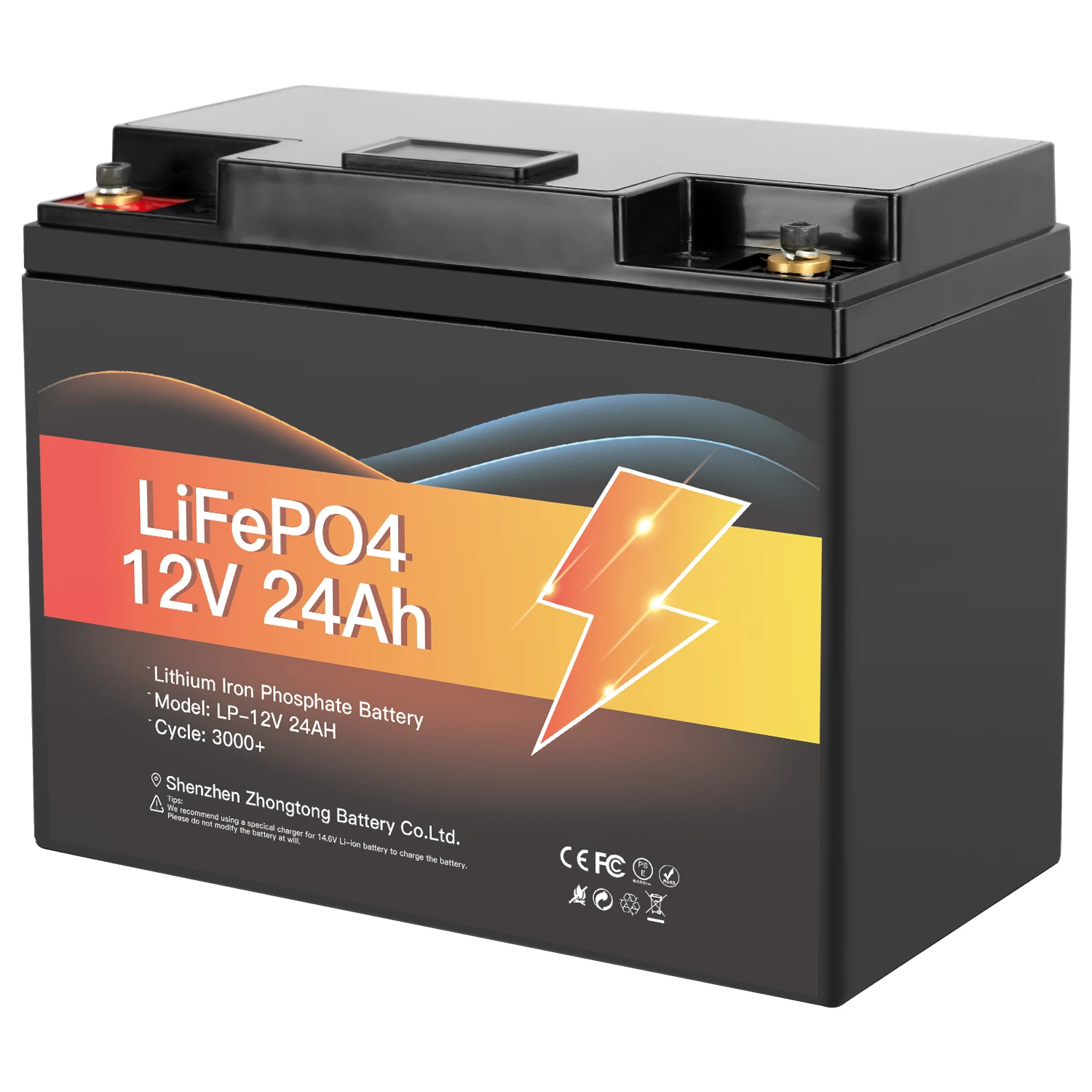 Lifepo4 12v 24ah Deep Cycle Battery Pack Rechargeable Solar Lithium Ion Phosphate Pack with LED display