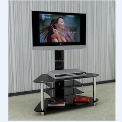 2021 hot sales Modern Black Four Layer Tempered Glass TV Stand Table with bracket Home Furniture