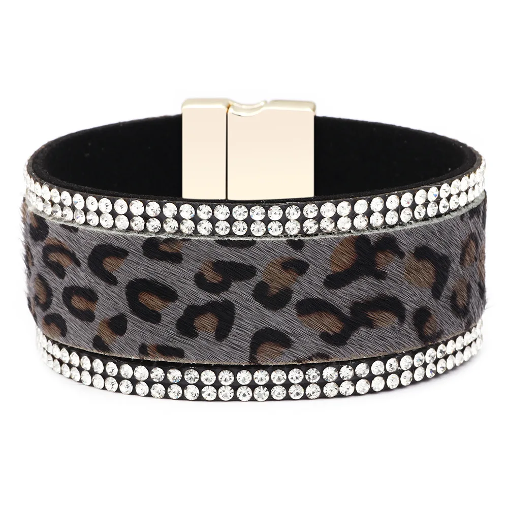 
Fashionable Ladies leopard print horse hair magnetic clasp bracelet Korean creative bracelet 