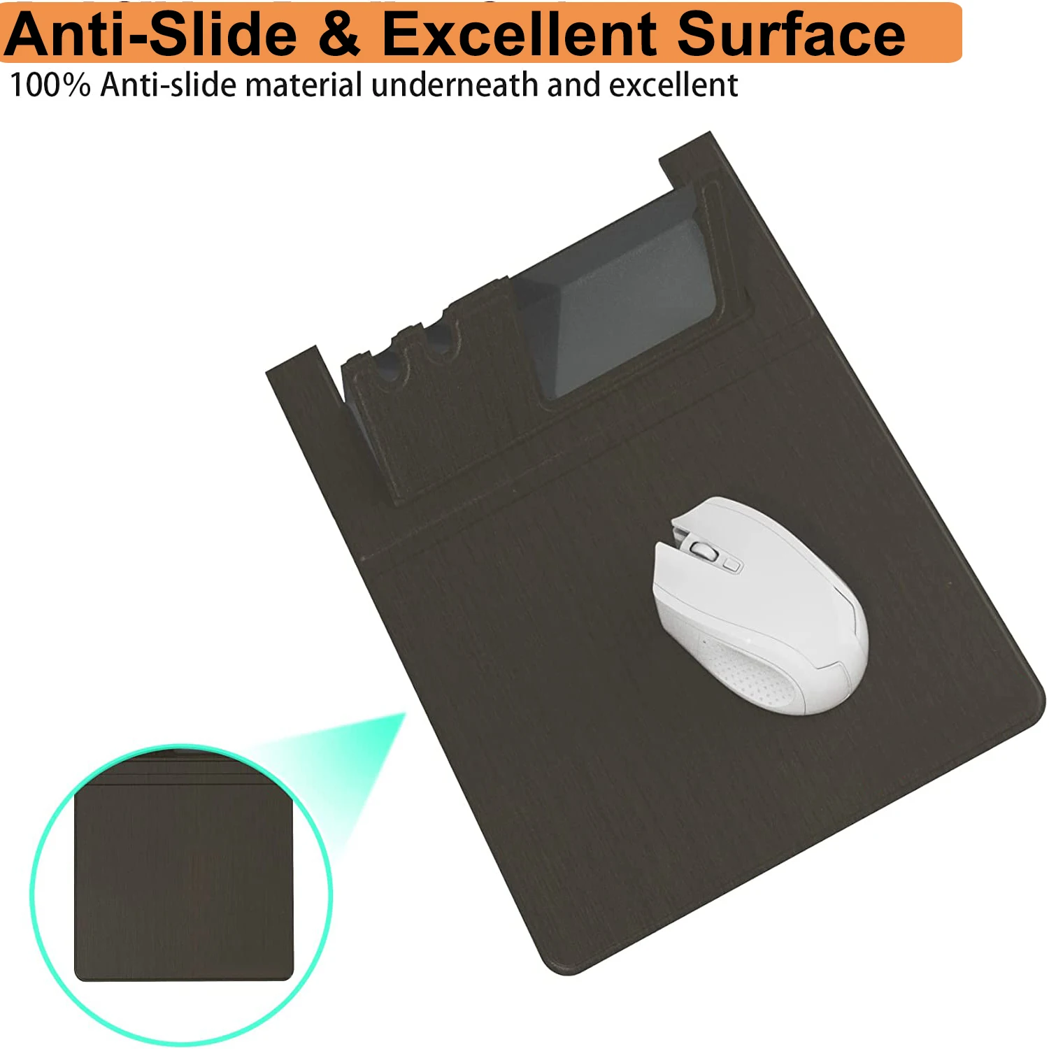 Non-Slip Hard Board 3-In-1 Ultra Smooth Multi Functional Waterproof Mouse Pad With Phone / Pen Holder For Home & Office