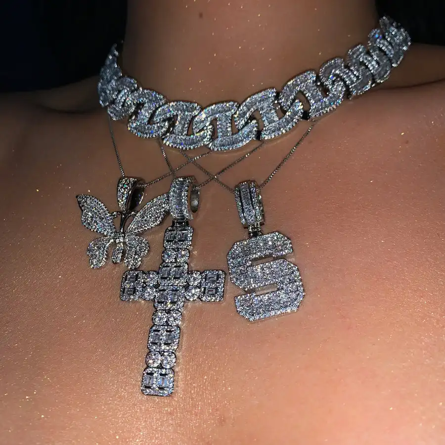 customize iced out bling women letter jewelry paved 5a cubic zirconia cz 26 Alphabet Pendant Necklace